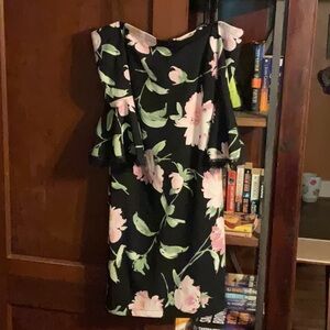 Premier Pink and Green One Shoulder Sheath Dress